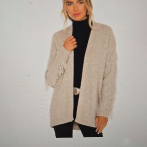 Tularosa Beige Fringe Cardigan XS